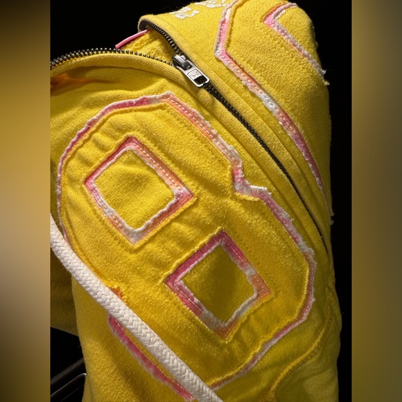Pink from Victoria’s Secret, yellow hooded sweatshirt, size Small. - Picture 12 of 13